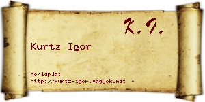 Kurtz Igor névjegykártya